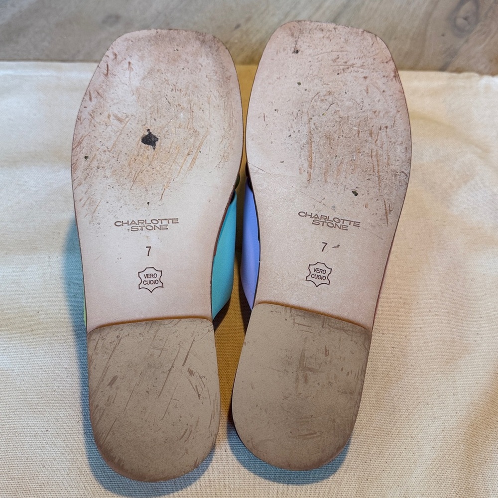 CHARLOTTE STONE Kim Flat Slide Sandals in Nassau Colorway sz 7 EUC - Picture 8 of 11